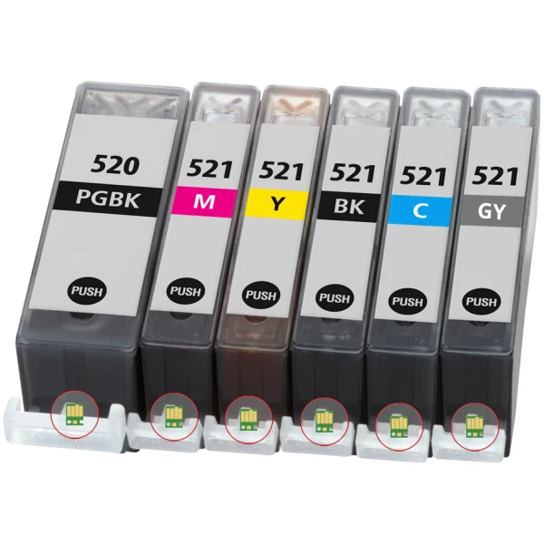 Canon Huismerk CLI-521 - Zwart + Grijs + Alle Kleuren Set - Inktkeuze