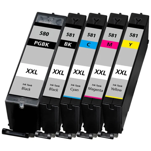 CLI-580 / CLI-581 Zwart + Alle Kleuren - Huismerk inktcartridge compatible met Canon PIXMA TR7550 / Canon PIXMA TR8550 / Canon PIXMA TS 6240